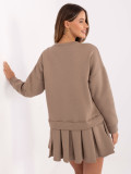 Beige flared mini dress with long sleeves