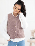 Beige faux fur vest with buttons