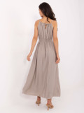Maxi Dress with Tie in Beige