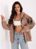 Beige hoodie with embroidery