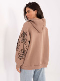 Beige hoodie with embroidery