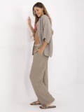 Beige Wide Leg Pants with Belt