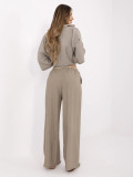 Beige Wide Leg Pants with Belt