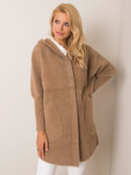 Beige Alpaca Coat with Hood