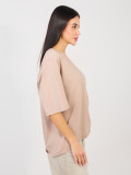 Beige cotton T-shirt with short sleeves