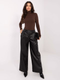 Ribbed brown turtleneck blouse