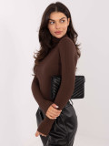 Ribbed brown turtleneck blouse