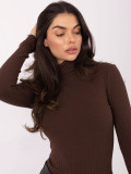Ribbed brown turtleneck blouse