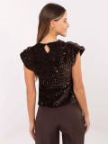 Elegant brown blouse with sequin detail