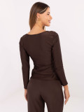 Elegant Long-Sleeve Blouse in Dark Brown