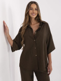 Brown Blouse with 3/4 Sleeves