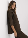 Brown Blouse with 3/4 Sleeves