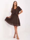 Oversize brown dress with short sleeves