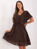 Oversize brown dress with short sleeves