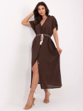 Oversize Brown Dress with Short Sleeves