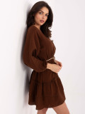 Elegant Flared Dress in Dark Brown