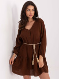 Elegant Flared Dress in Dark Brown