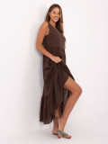 Maxi Dress with V Neckline in Dark Brown