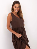 Maxi Dress with V Neckline in Dark Brown