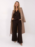 Elegant wide-leg striped trousers in dark brown