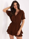 Stylish Short Jumpsuit in Dark Brown