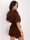 Stylish Short Jumpsuit in Dark Brown