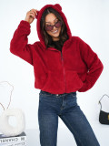 Women's dark red hoodie with zipper
