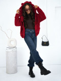 Women's dark red hoodie with zipper