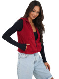 Women's dark red faux fur vest