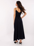 Maxi Dress with Ruffles in Navy Blue
