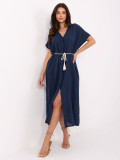 Oversize Blue Summer Dress with Belt and Pockets