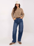 Women's balloon fit high-waisted jeans, dark blue