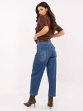 Women's balloon fit high-waisted jeans, dark blue