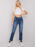 Dark Blue Mom Jeans with Straight Cut