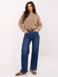 Women's Dark Blue Straight Leg High Waist Jeans
