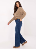 Women's Dark Blue Straight Leg High Waist Jeans