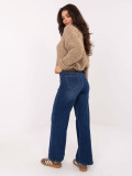Women's Dark Blue Straight Leg High Waist Jeans