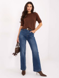 Women's straight-leg high-waisted jeans, dark blue