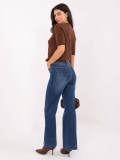 Women's straight-leg high-waisted jeans, dark blue