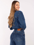 Women's wide-leg high-waisted jeans – dark blue
