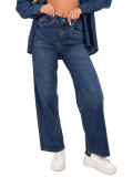 Women's wide-leg high-waisted jeans – dark blue