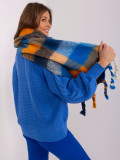 Elegant Blue Scarf with Fringes