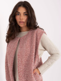Stylish dark pink knitted vest with pockets