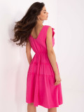 Pink Flared Dress with Tie