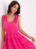 Pink Flared Dress with Tie