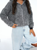 Women's grey zip-up hoodie