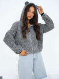 Women's grey zip-up hoodie
