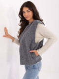 Modern grey knitted vest with pockets