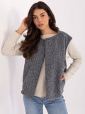 Modern grey knitted vest with pockets