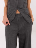 Elegant wide-leg striped trousers, dark grey